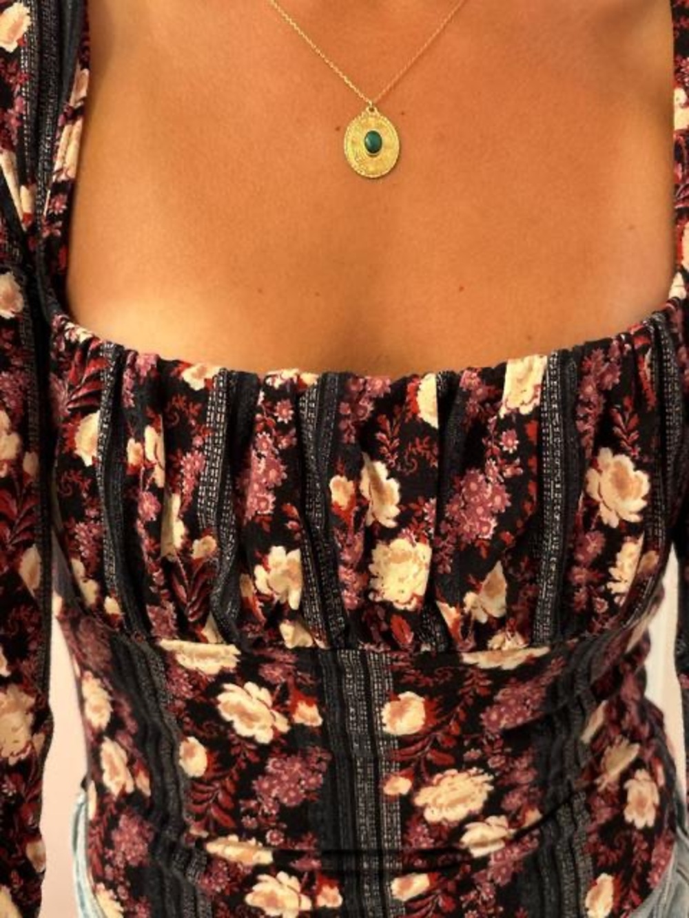 Free People Floral Long Sleeve Bodysuit